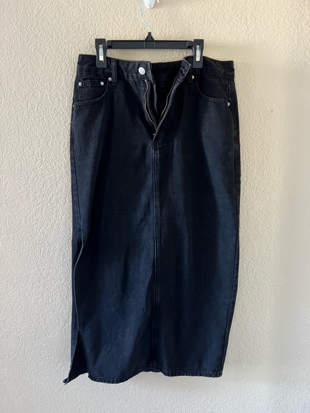 SHEIN Black Midi Denim Skirt